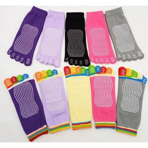 Women Anti-slip Yoga Socks girls Ventilation non Slip pilates Five Fingers Fitness Gym Sport 5 Toe Socks Colourful Elastic