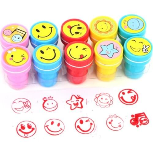 10Pcs Cute Cartoon Seal Childrens Toys Kindergarten Teaching Aids Reward Stamps Encourage Students Seal