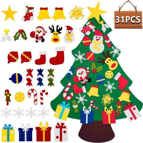 2022 Felt Christmas Tree Home Merry Christmas Decorations New Year Gifts Handmade Puzzle Children DIY Non-woven Christmas Tree