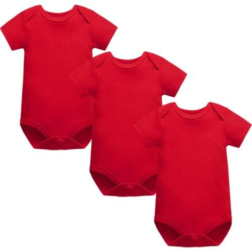 3 Pack Baby Bodysuits Boys And Girls Short Sleeve Red Cotton Outfits Summer Infant Body Newborn Onesies Baby Clothes