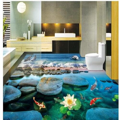 3D stereoscopic beach sand waves floor self-adhesive waterproof 3D floor 3D wall mural flooring