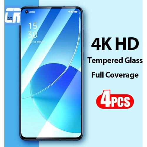 4pcs Full Cover Tempered Glass for OPPO A91 A16 A15 A53S A95 A94 A35 A54 A74 A33 Screen Protector for Realme Narzo 30 20a Pro