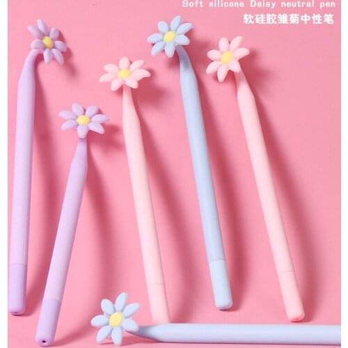 48 pcs Gel Pens Cartoon Daisy black colored kawaii gift gel-ink pens pens for writing Cute stationery office school supplies
