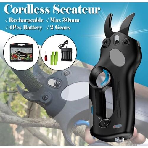 12V Wireless Cordless Electric Rechargeable Scissors Pruning Shears Tree Garden Branches Pruning Tools with 4 Li-ion Battery