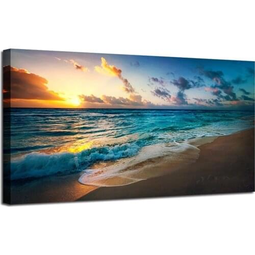 Large DIY Diamond Painting Beach Sunset Seascape Diamond Embroidery Cross Stitch Full drill square round mosaic sticker L848