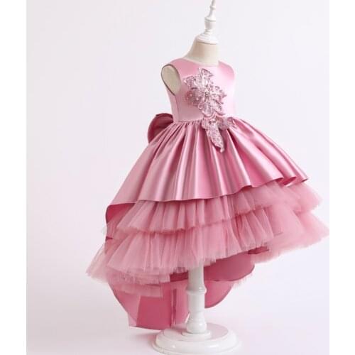 Baby girl and summer sweet beaded multi-layer sleeveless mesh cake tail princess dress girl dress prom dress flower girl dress