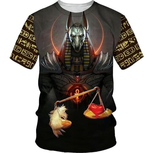 3D Ancient Egyptian Gods Print T-shirt Men 2021 Summer O Neck Short Sleeve Tees Tops Fashion Style Male Clothes Casual T-shirts