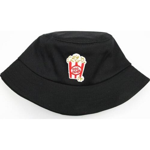 2021 Popcorn Embroidery Cotton Bucket Hat Fisherman Hat Outdoor Travel Hat Sun Cap Hats for Men and Women 109
