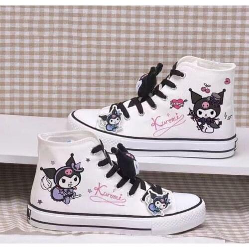 Spring Autumn New Cartoon Print Student High-top Canvas Shoes Cute Girl Vulcanized Shoes Sweet Girl Sneakers Lady Shoes Women