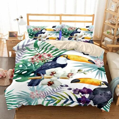 3D Toucan Birds Duvet Cover Set King Queen Double Full Twin Single Size Bed Linen Set