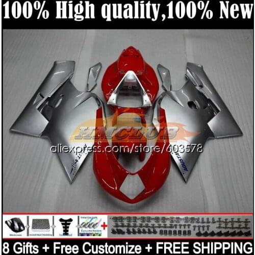 Body For MV Agusta F4 R312 750S 1000 R 750 1000CC Kit 51CL.3 1000R 312 1078 1+1 2005 2006 MA MV F4 05 06 Fairings Silver red