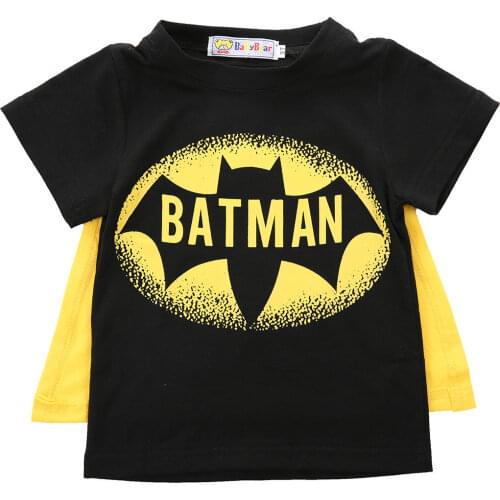 Hot Baby Kids Boys Cartoons Cosplay Cartoon Cape T-Shirts Cotton Short sleeve Tops