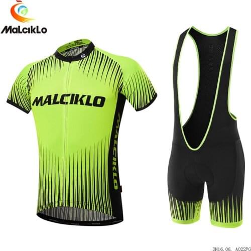 Malciklo Flour Green 2019 Cycling Jersey Set Men Breathable Short Sleeve Bicicleta Road Bike Bicycle Clothing Uniforme Ciclismo