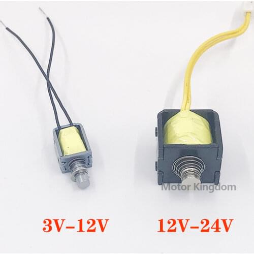 Small mini Solenoid Electromagnet Push Pull Through Type Electric Magnet DC 3V/6V/12V/24V Spring Magnet