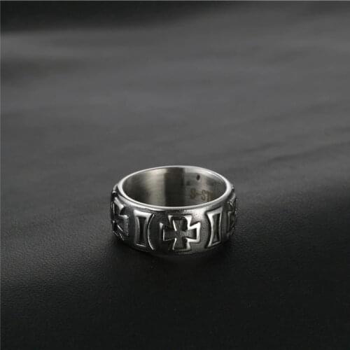 Trendy Jesus Cross Christian Mens Ring Religious Amulet New Fashion European Crusader Ring Accessories Party Jewelry Wholesale