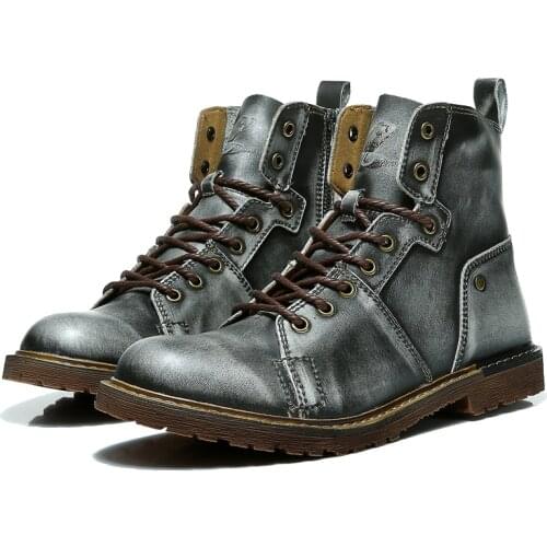 Retro Motorcycle Leather Racing Boots Vintage Martin Tooling Shoes Work Men Road Knight Boot Moto Protective Boots