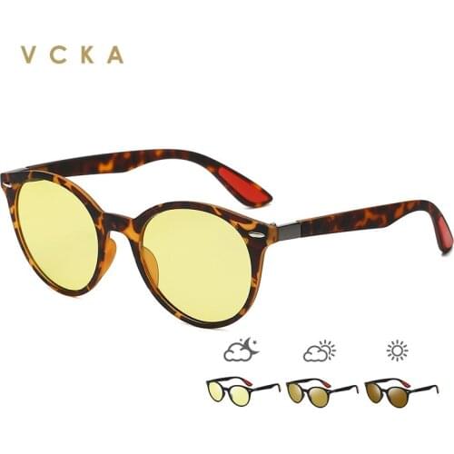 VCKA Round Discoloration Polarized Sunglasses Night vision Men Classic uv400 Drive Sun Glasses Women UV400 Eyewear Gafas