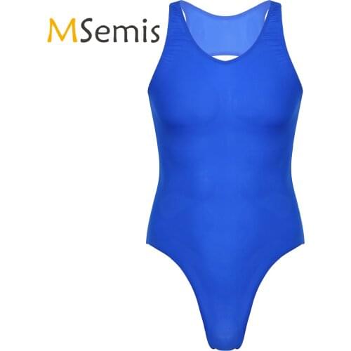 Mens Lingerie Sexy Bodysuit Scoop Neck Backless see-through Bodysuit Underwear Exercise Cutout Gymnastic Leotard Swimsuit
