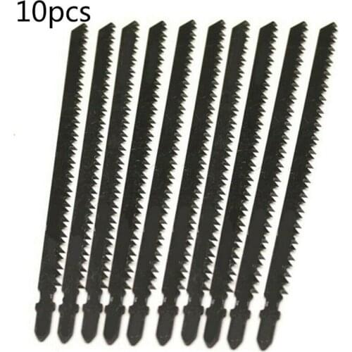 10pcs 180mm Jigsaw Blade Set T-Shaft Steel Saw Blades T Shank For Cutting Wood PVC Metal Black