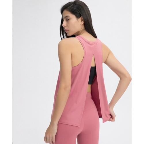 Naked-Feel Athletic Yoga Vest Women Back Open Plain Sport Fitness Tank Tops Loose Fit Nylon Jogger Workout Vest XS-XL