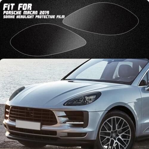 New Car LH+RH Smoke TPU Headlights Protective Precut Film Sticker Cover Trim Fit For Porsche Macan 2019