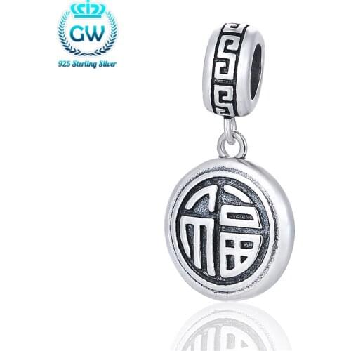 New Year 2017 Bedels En Hangers Sterling Silver Pendant Vintage Charm Signifying Best Wishes Brand Aimili S453-15