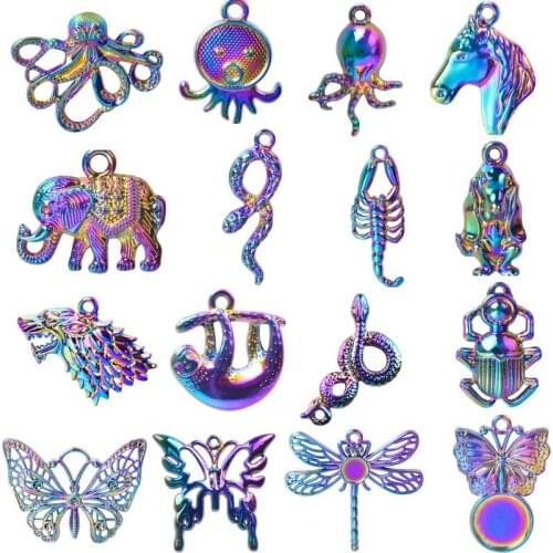 Animal Charm Butterfly Sloth Pendant DIY Jewelry Making Supplies Octopus Snake Accessories For Women Men Horse Elephant Material