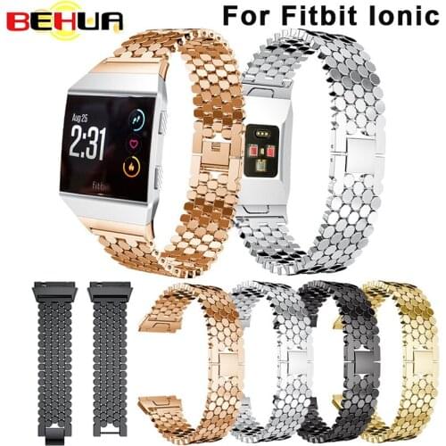 Watchband NEW Solid Stainless Steel Accessory Watch Band Strap Metal Bands For Fitbit Ionic wristband with link Drop shipping