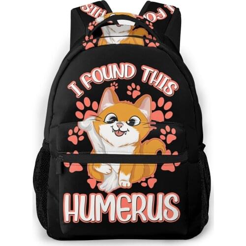 I Found This Humerus Archaeology Pun Bone Humor Backpack for Girls Boys Travel RucksackBackpacks for Teenage school bag