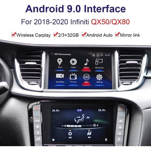 Android system car Radio player Video interface for Infiniti QX50/QX80 2018--2020 GPS navigation interface Youtube, Netflix