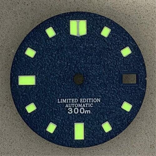 Replacement Watch Dial 28.5MM Watch Dial Green Luminous Dial for SKX007 NH35A Movement Modification Parts
