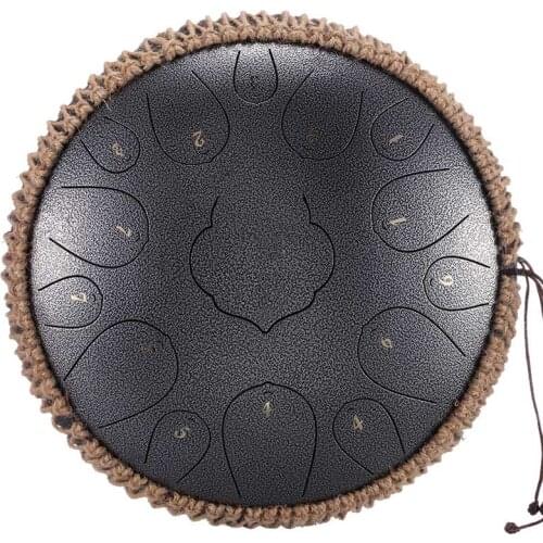 Steel Tongue Drum 15 Notes 13 Inch Harmonic Handpan Drum, Percussion Instrument Tank Drum Chakra Drum for Meditation Yoga Zen