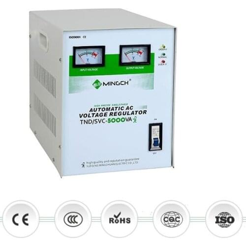SVC-5Kva Single Phase Servo Motor Type Fully Automatic Voltage Regulator 80-130V Input 110V Output Voltage Stabilizer
