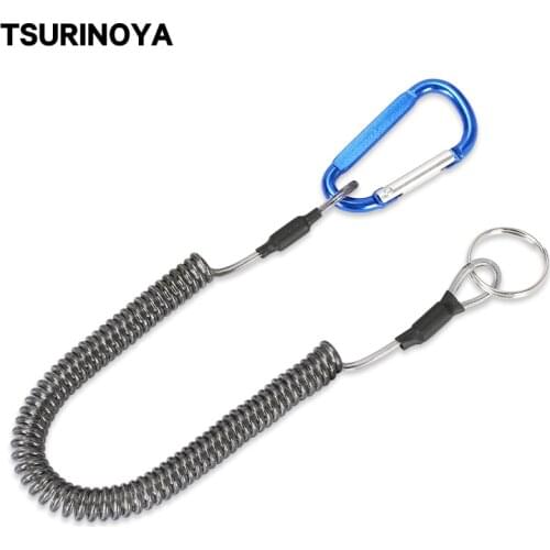TSURINOYA 2pcs Fishing Steel Wire Elastic Rope Elastic Lanyards Fishing Tool Lanyards Spring Coil