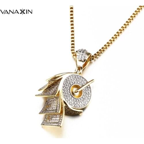 US Dollar Money Necklace Pendant Gold Color Stack 100 Banknote Bill Roll AAA Iced Out Zircons Fashion Jewelry For Men