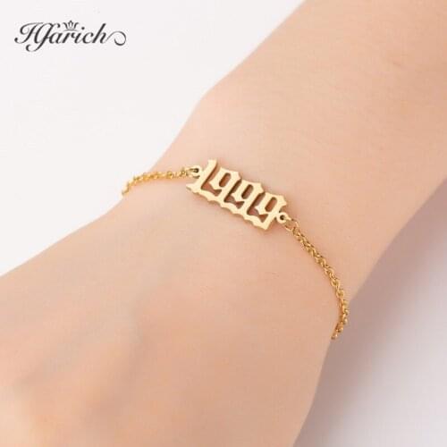 Vintage Digital 1999 Shaped Bracelet Stainless Steel Year Number 1980 to 2000 Bracelets For Women Men Birthday Gift Accessories