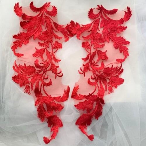 1Pair Flower Cotton Embroidery Lace Fabric Applique For DIY Clothing Sewing On Accessories Wedding Dress Collar Patches Nice