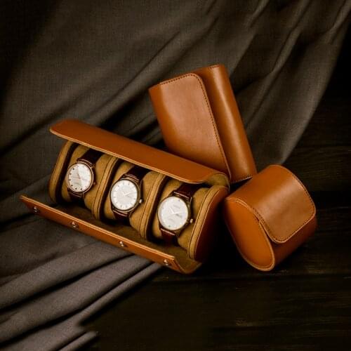 High-End 3 Slot Watch Roll Case Display Luxury Watch Box Cow Leather Travel Wrist Jewelry Storage Pouch Organizer Gift Watch Box