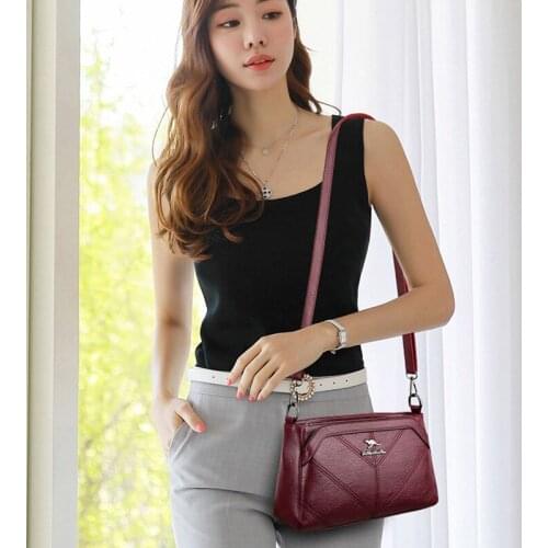 Ladys Leather Messenger Bag Luxury Crossbody Bag for Women Sheepskin Shoulder Bags Solid Color Handbag Simple Square Bags