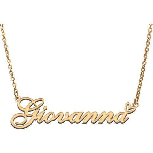 Love Heart Giovanna Name Necklace for Women Stainless Steel Gold & Silver Nameplate Pendant Femme Mother Child Girls Gift
