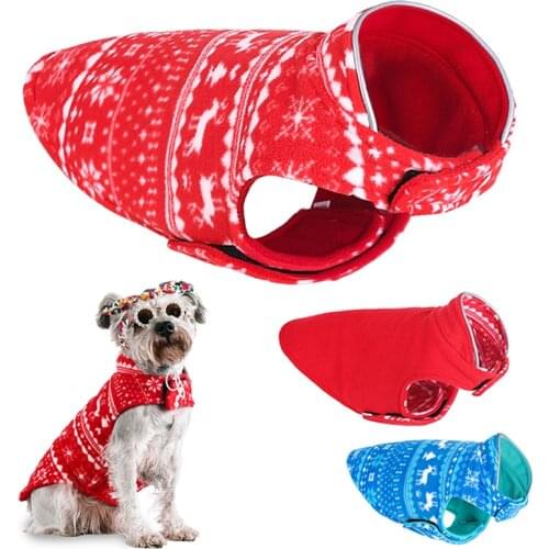 Pet Dog Christmas Clothes Vest Winter Warm Reversible Fleece Dog Jacket Coat French Bulldog Pug Costumes For Small Medium Dogs