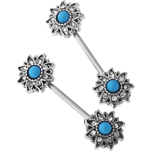 1 Pair Women Crystal Stainless Steel Barbells Nipple Shield Bar Body Piercing Jewelry Gifts