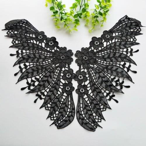 1pair Collar Applique Embroidered Sew on Lace Patches For Clothes Skirt Fashion Sticker Diy Decoration Repair High Quality