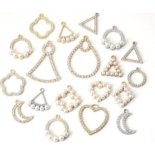 2-6pcs Zinc Alloy Metal Charms Pendants with Rhinestone For Necklace Bracelet Jewelry Making DIY Earring Findings