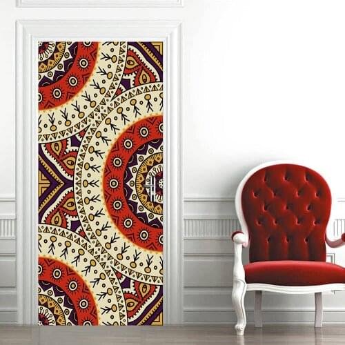 2pcs/set Mandala Style Art Mural Door Sticker Living Room Home Decor Wall Stickers Waterproof Self-adhesive PVC Wallpapers