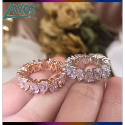 2021 SWA Fine Fashion Jewelry 1:1 Charm Simple Drop Shaped Crystal Ring For Women Elegant Charming Party Jewelry Romantic Gift