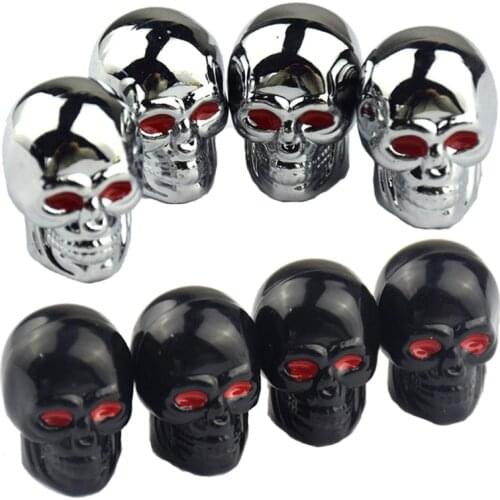4x Skull Style Wheel Tire Valve-Caps Universal Bike Motorcycle Car Tire Valve-Stem Heavy Duty Airtight Seal Cover F19A