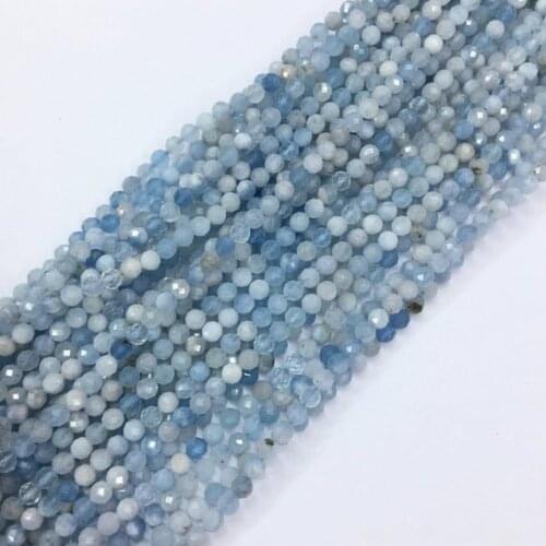 5strand of15.5" Tiny Aquamarin e Micro Faceted Beads 2mm 3mm 4mm Natural Aqua marine Spacer Beads Small Beads Blue Tiny Beads