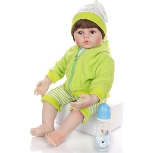 60cm Reborn Toddler Boy Doll Silicone Vinyl Limbs 24" Cute Baby Doll Cloth Body Birthday Gift bebe reborn menino Boneca