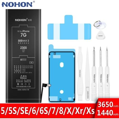 NOHON Battery For iPhone 7 6S 6 8 X Xr Xs SE 5S 5C 5 Replacement Battery For iPhone7 iPhone6 iPhone8 High Capacity Phone Bateria